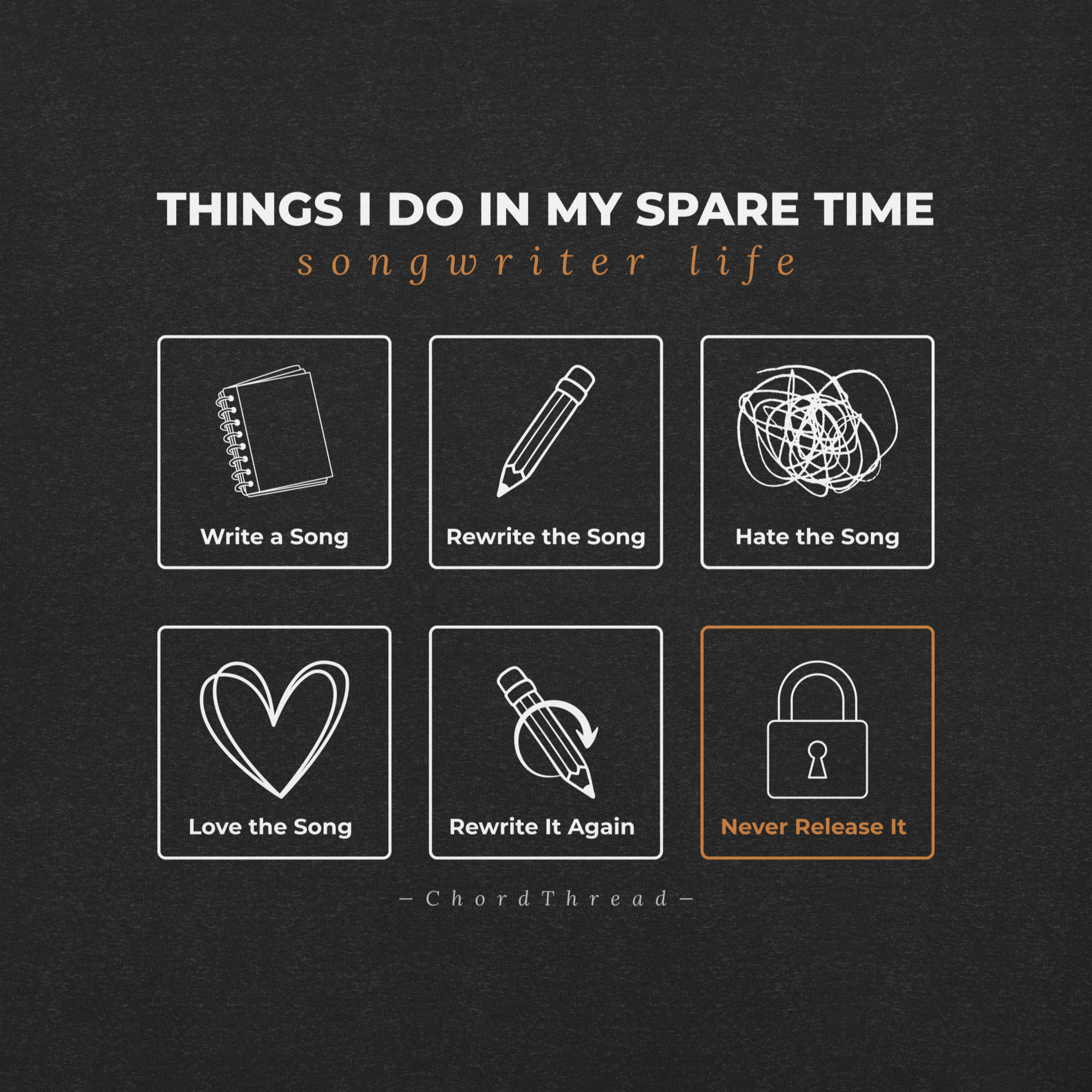 Things I Do In My Spare Time — Songwriter T-Shirt | ChordThread - Image 5